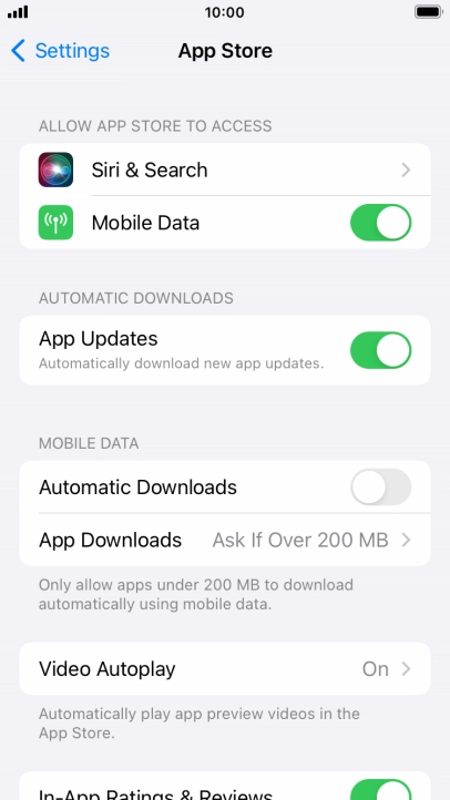 Press the indicators next to the required content types to turn the function on or off.