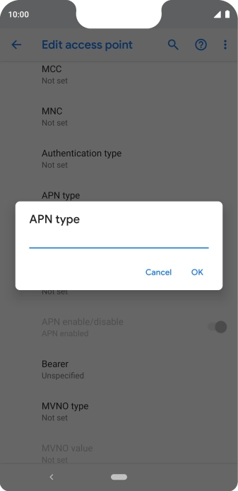 Key in default and press OK.