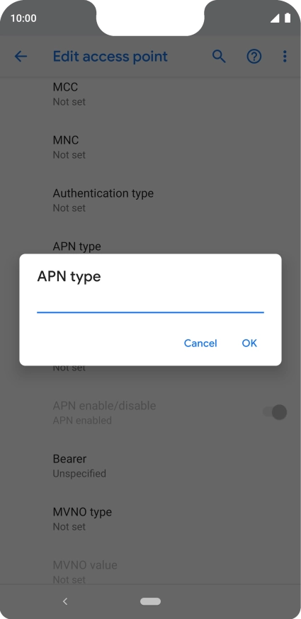 Key in default and press OK.