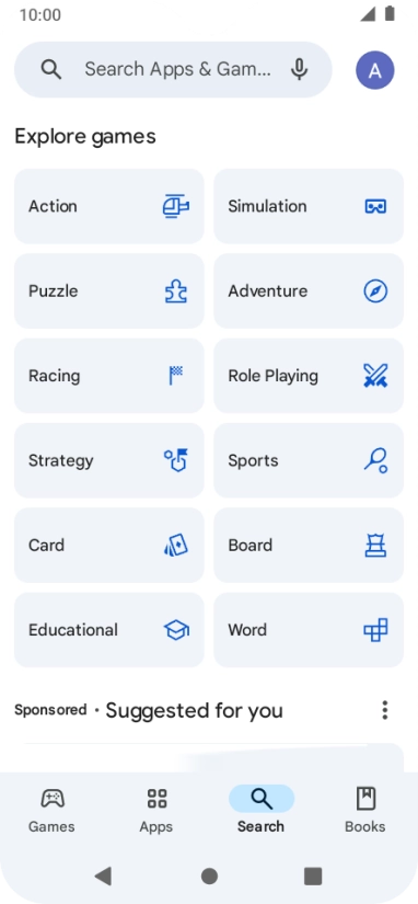 Press the search field.