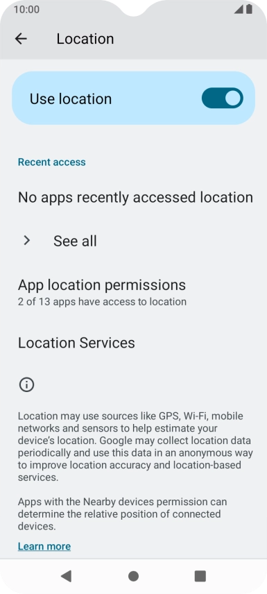 Press App location permissions.