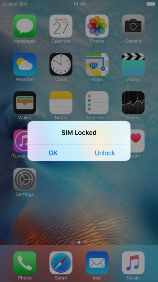 If your SIM is locked, press Unlock.