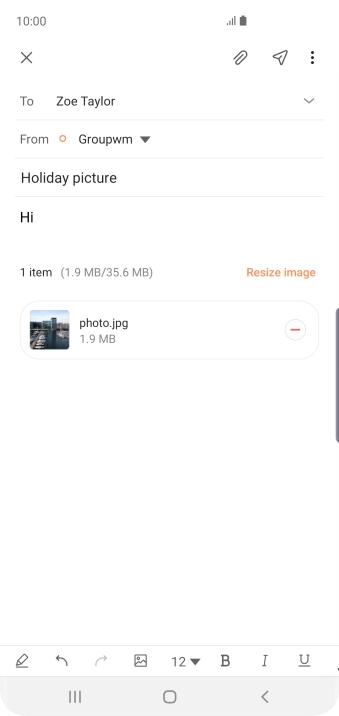 Press the send icon when you've finished your email message. Press the send icon when you've finished your email message.