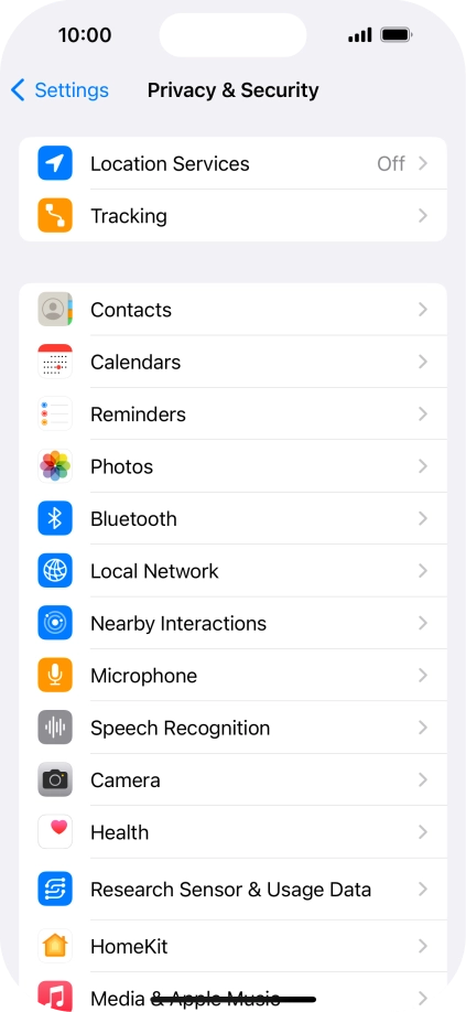Press Location Services.