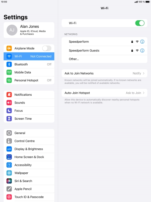 Press the required Wi-Fi network and key in the password for the Wi-Fi network.