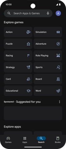Press the search field.