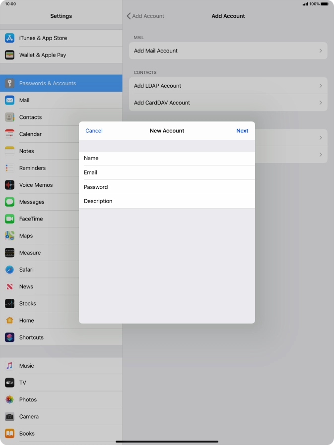 Press Description and key in the required name.