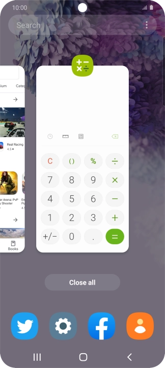 To end one running application, slide your finger upwards on the required application.