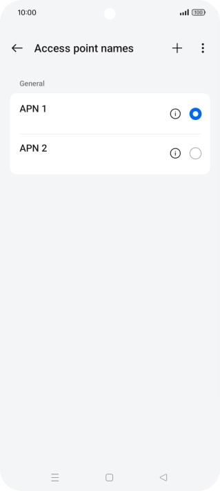 Press the field next to the data connection to activate it.