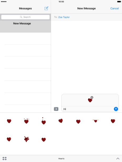 Press the send icon when you've finished your iMessage. Press the send icon when you've finished your iMessage.