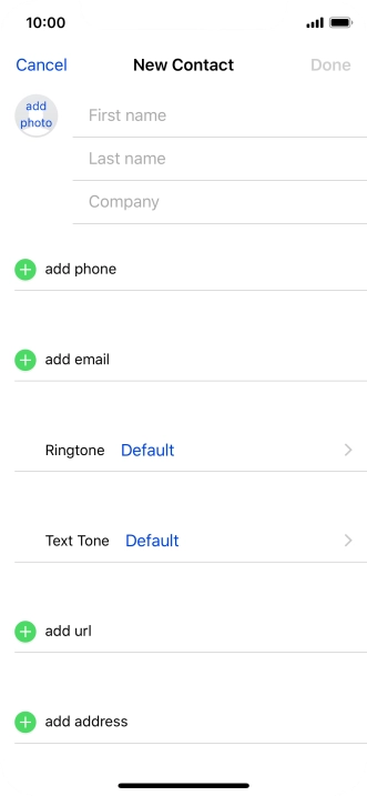 Press First name and key in the first name.