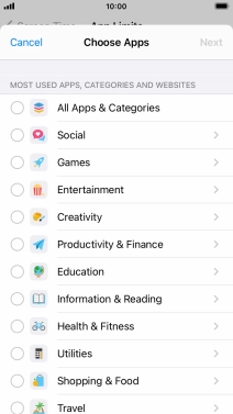 Press the required categories.
