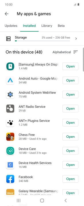 Press the required app. Press the required app.