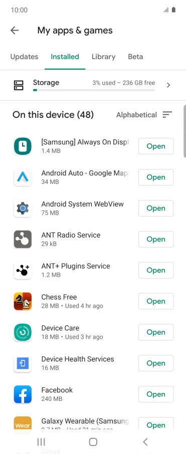 Press the required app. Press the required app.