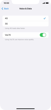 Press the required network mode.