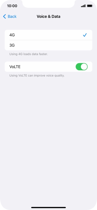 Press the required network mode.
