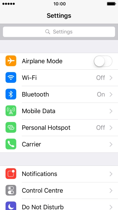 Press Personal Hotspot.