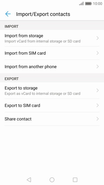 Press Import from SIM card.