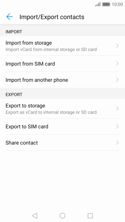 Press Import from SIM card.