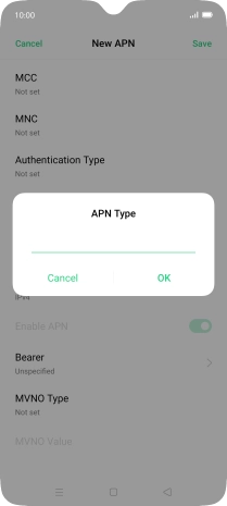 Key in default and press OK.