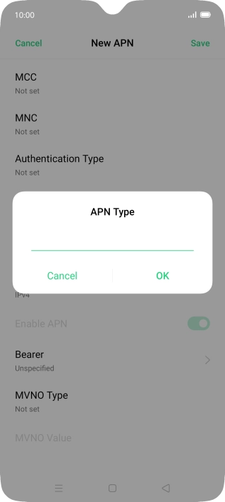Key in default and press OK.