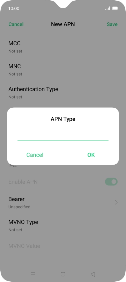 Key in default and press OK.