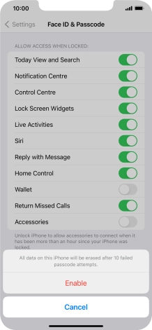 If you turn on the function, press Enable.