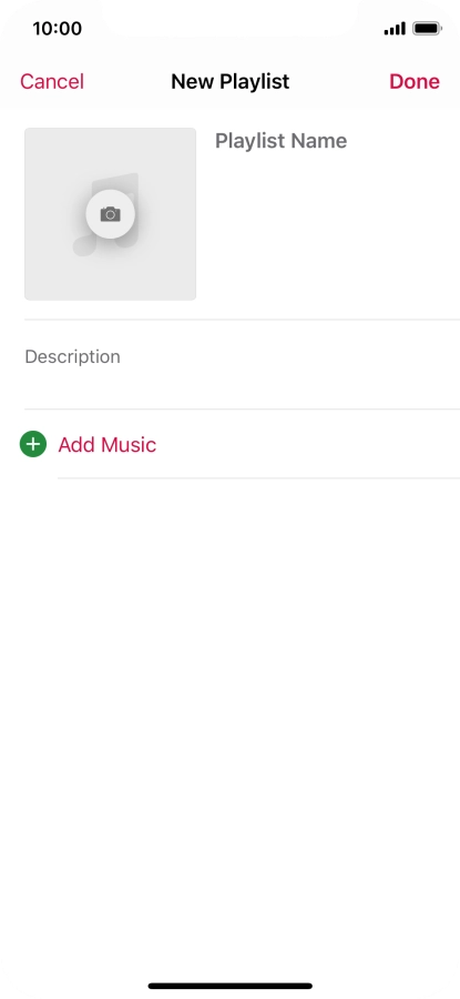 Press the text input field and key in a name for the playlist.