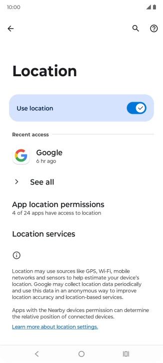 Press App location permissions.