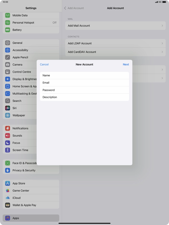 Press Description and key in the required name. Press Description and key in the required name.
