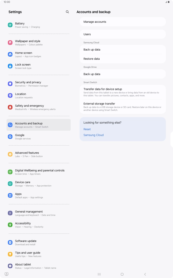 Press Manage accounts.