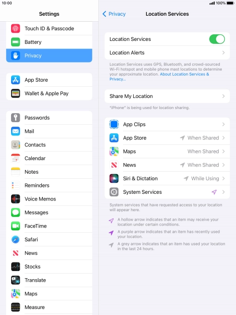Press the required application.