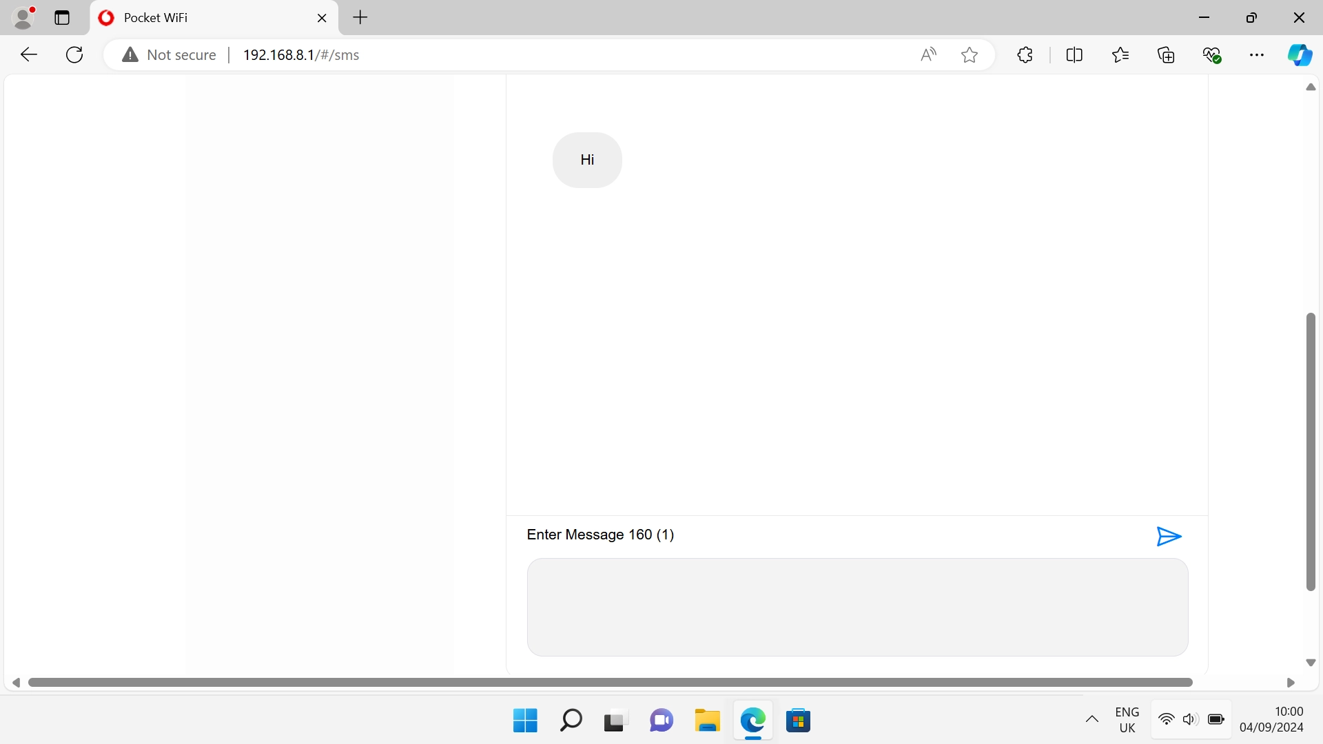 Click the text input field and write the text for your text message.