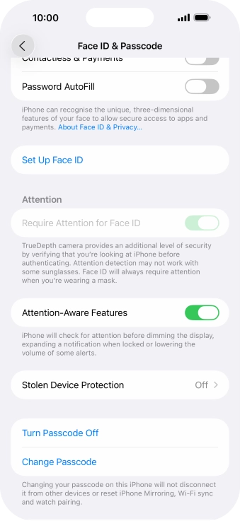Press Turn Passcode Off and key in the phone lock code.