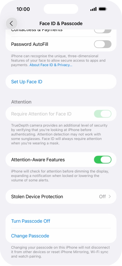 Press Turn Passcode Off and key in the phone lock code.