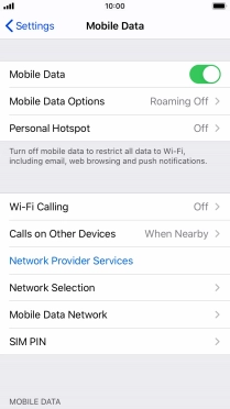 Press Mobile Data Options.