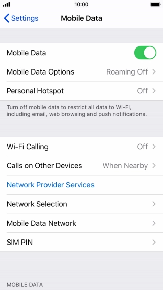 Press Mobile Data Options.