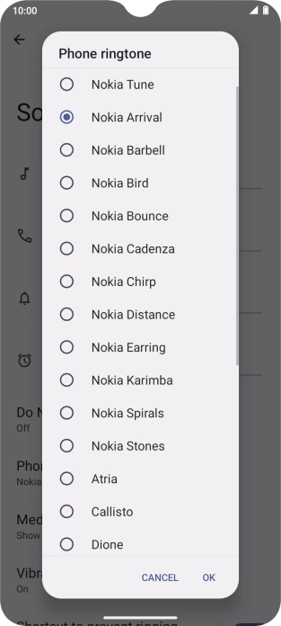 Once you've found a ring tone you like, press OK.