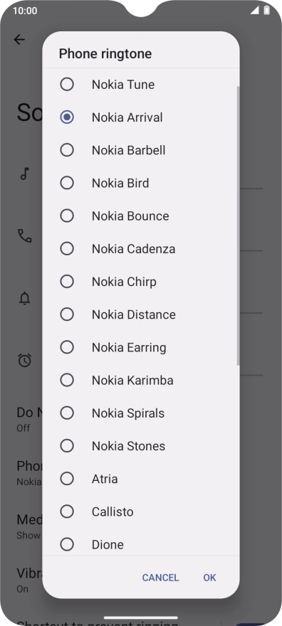 Once you've found a ring tone you like, press OK.
