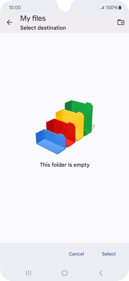 To create a new folder, press the new folder icon and follow the instructions on the screen to create a new folder.