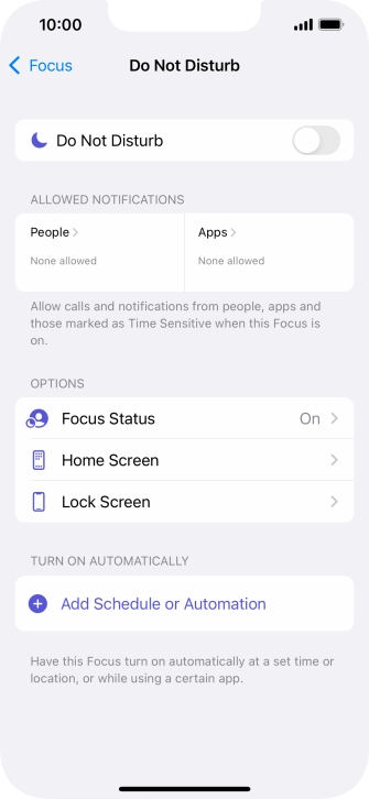 Press People and follow the instructions on the screen to select which contacts you would like to receive calls and notifications from when Do Not Disturb is turned on.