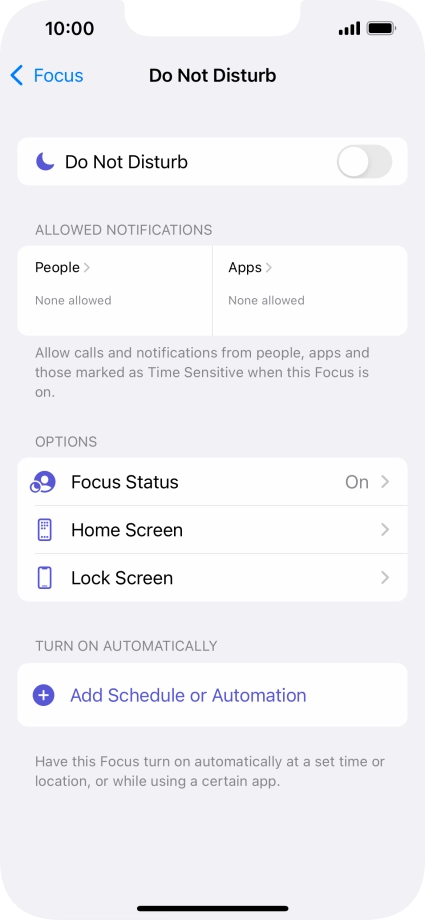 Press People and follow the instructions on the screen to select which contacts you would like to receive calls and notifications from when Do Not Disturb is turned on.