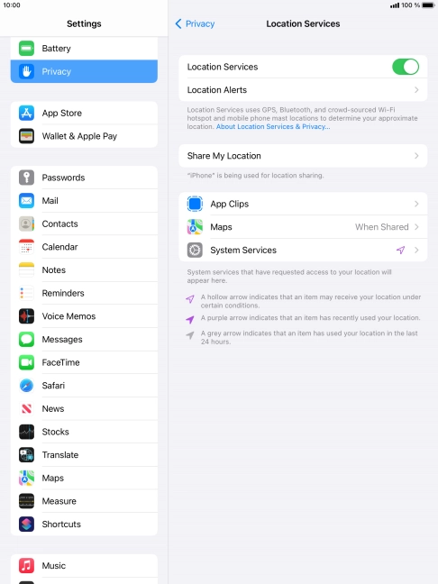 Press the required application.