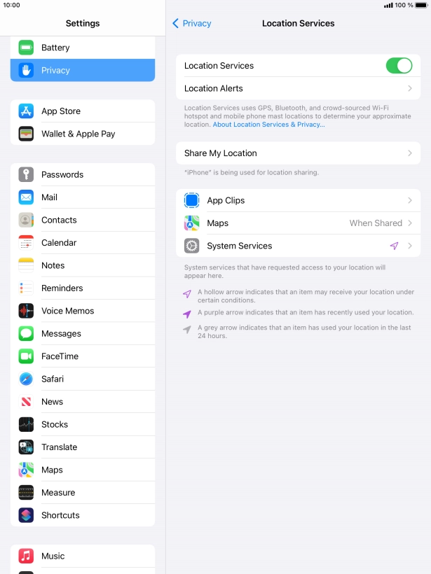Press the required application.