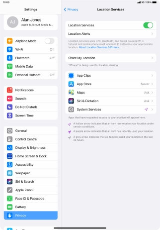 Press the required application.
