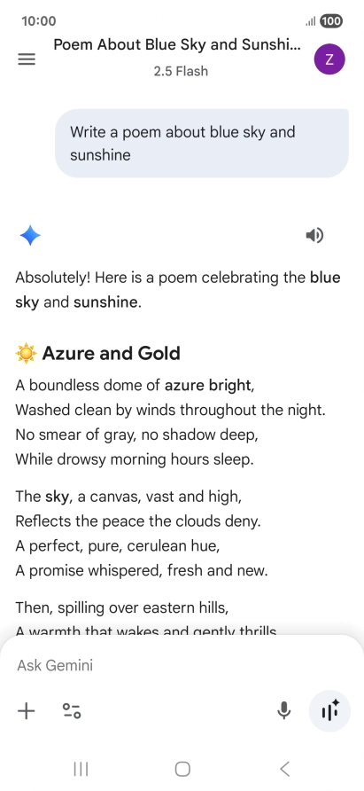 You can ask Gemini to generate a text based on your description.