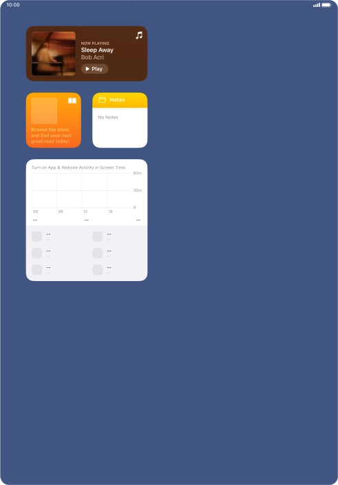 Slide your finger up or down on the screen to see more widgets. Slide your finger up or down on the screen to see more widgets.
