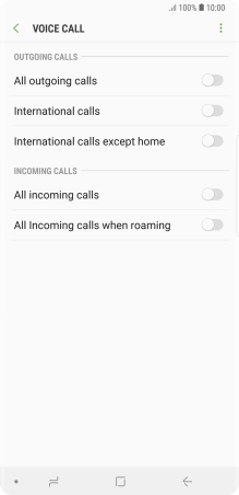 Press the indicator next to the required barring type. Press the indicator next to the required barring type.