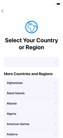 Press the required country or area.
