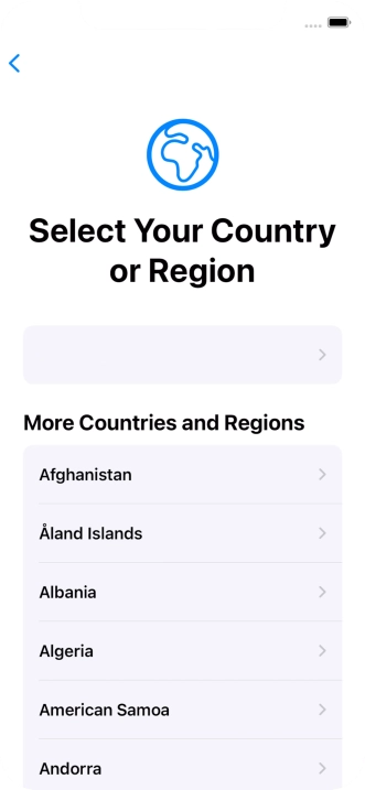 Press the required country or area.